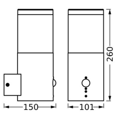 Ledvance - Venkovní nástěnné svítidlo se senzorem EBRO 1xE27/20W/230V IP44