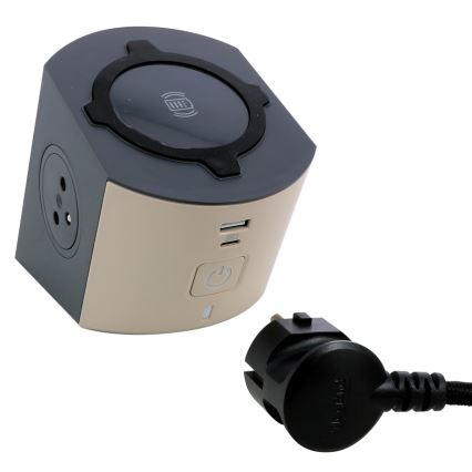 Legrand 049402 - Rozbočovací zásuvka s vypínačem 2Z Typ E + USB-A + USB-C a bezdrátovým nabíjením 10W 2m hnědá
