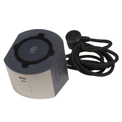 Legrand 049402 - Rozbočovací zásuvka s vypínačem 2Z Typ E + USB-A + USB-C a bezdrátovým nabíjením 10W 2m hnědá