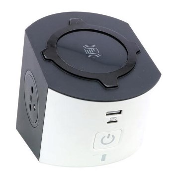 Legrand 049412 - Rozbočovací zásuvka s vypínačem 2Z Typ E + USB-A + USB-C a bezdrátovým nabíjením 10W 2m bílá