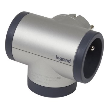 Legrand 049439 - Rozbočovací zásuvka otočná 2Z Typ E, F + USB-A + USB-C stříbrná/černá