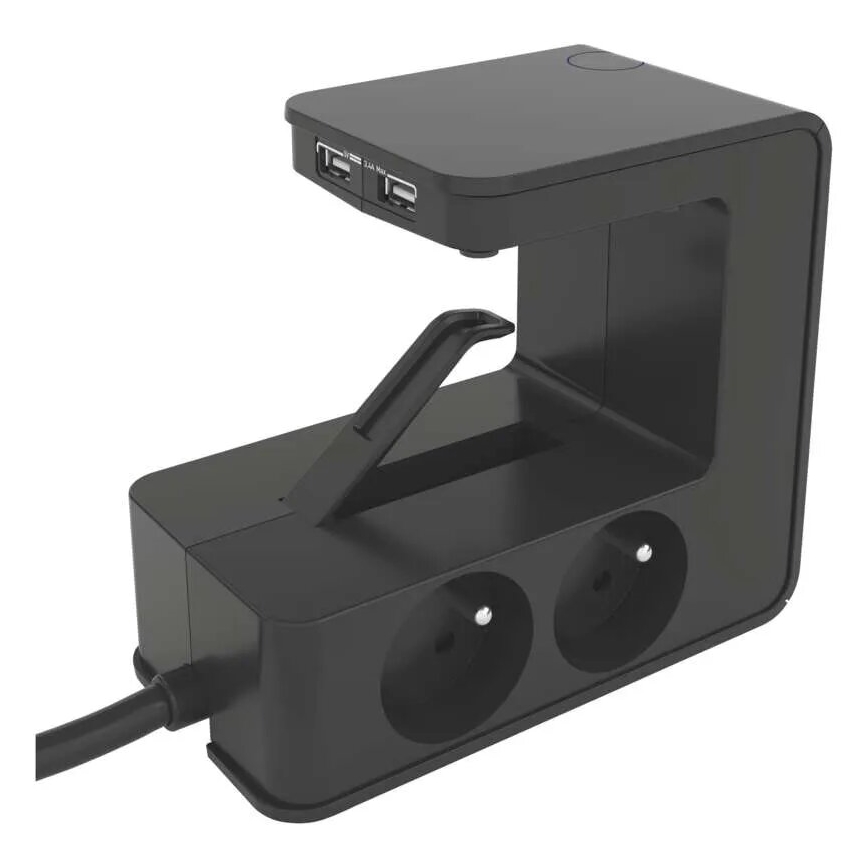 Legrand 050412 - Prodlužovací kabel s vypínačem na desku stolu 4Z Typ E + 2x USB-A 1,5m černá