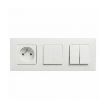 Legrand - 2x Dvojitý sériový vypínač č. 5 a zásuvka domovní s rámečkem NILOE STEP 250V bílá