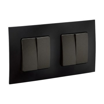 Legrand - 2x Dvojitý sériový vypínač č. 5 s rámečkem NILOE černá