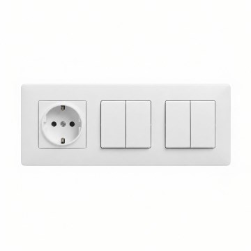 Legrand - 2x Dvojitý vypínač č. 5 a zásuvka domovní SCHUKO 250V/16A s rámečkem NILOE STEP bílá