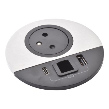 Legrand 654708 - Zásuvkový sloupek pro desku stolu 1x230V + USB-A + USB-C + RJ45