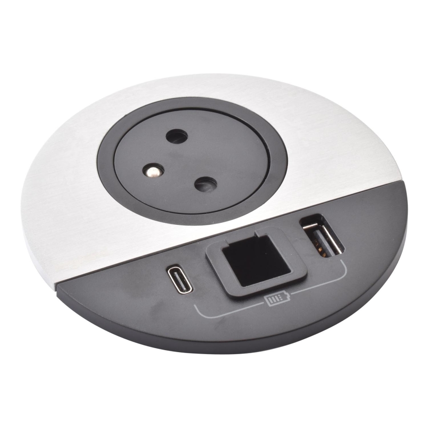 Legrand 654708 - Zásuvkový sloupek pro desku stolu 1x230V + USB-A + USB-C + RJ45