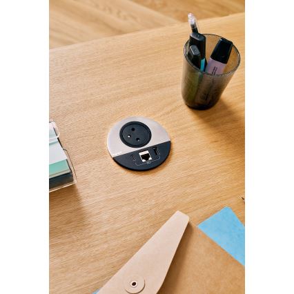 Legrand 654708 - Zásuvkový sloupek pro desku stolu 1x230V + USB-A + USB-C + RJ45