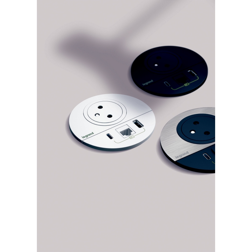 Legrand 654708 - Zásuvkový sloupek pro desku stolu 1x230V + USB-A + USB-C + RJ45