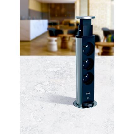 Legrand 654970 - Zásuvkový sloupek pro desku stolu 3x230V + USB-A + USB-C
