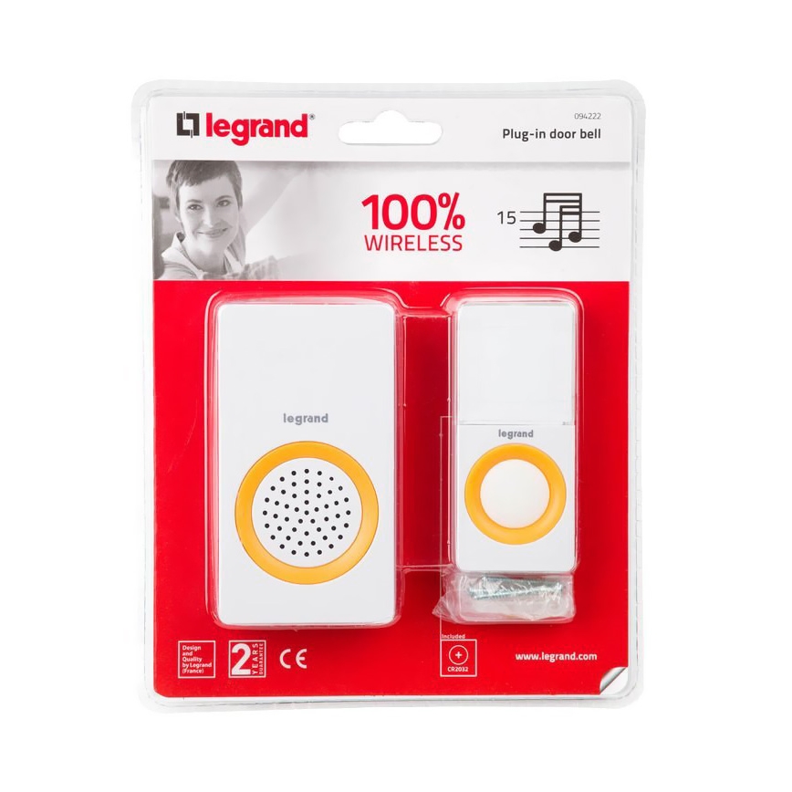 Legrand 94222 - Bezdrátový zvonek ELIOT 230V bílý IP44