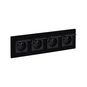 Legrand - Čtyřnásobná venkovní zásuvka 250V/16A s rámečkem IP44 NILOE STEP černá