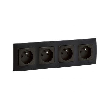 Legrand - Čtyřnásobná zásuvka domovní 250V/16A s rámečkem NILOE černá
