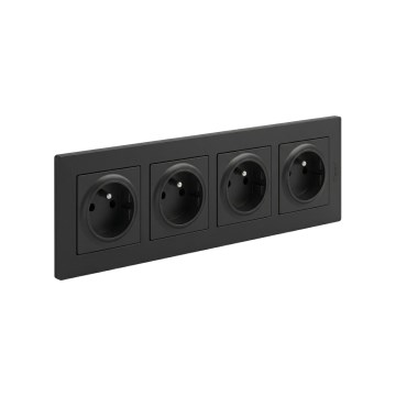 Legrand - Čtyřnásobná zásuvka domovní 250V/16A s rámečkem NILOE STEP černá