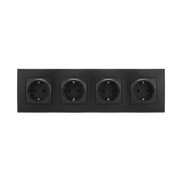 Legrand - Čtyřnásobná zásuvka domovní SCHUKO 250V/16A s rámečkem NILOE černá