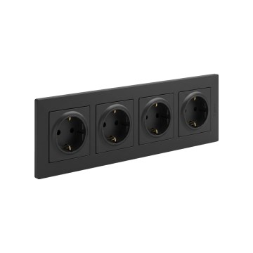 Legrand - Čtyřnásobná zásuvka domovní SCHUKO s rámečkem NILOE STEP 250V černá