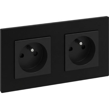 Legrand - Dvojitá domovní zásuvka 250V/16A s rámečkem NILOE STEP černá