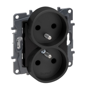 Legrand - Dvojitá zásuvka domovní bez rámečku 250V/16A NILOE STEP černá