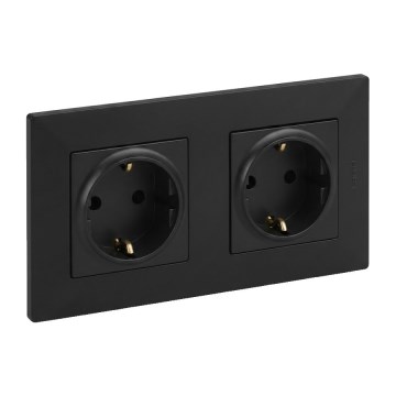 Legrand - Dvojitá zásuvka domovní SCHUKO 250V/16A s rámečkem NILOE STEP černá