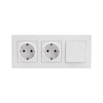 Legrand - Dvojitá zásuvka domovní SCHUKO a jednopólový vypínač č. 1 s rámečkem NILOE STEP 250V bílá