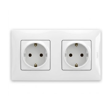 Legrand - Dvojitá zásuvka domovní SCHUKO s rámečkem NILOE 250V bílá
