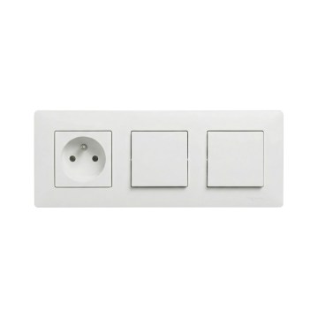 Legrand - Dvojitý jednopólový vypínač č. 1 a zásuvka domovní 250V/16A s rámečkem NILOE STEP bílá