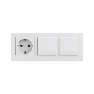 Legrand - Dvojitý jednopólový vypínač č. 1 a zásuvka domovní SCHUKO 250V/16A s rámečkem NILOE STEP bílá
