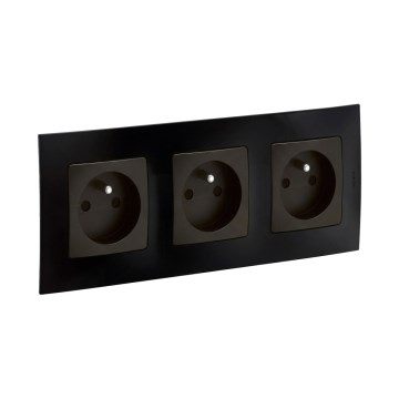 Legrand - Trojitá zásuvka domovní 250V/16A s rámečkem NILOE černá