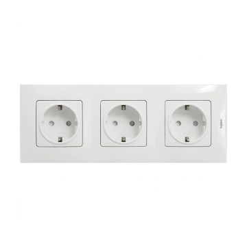 Legrand - Trojitá zásuvka domovní SCHUKO 250V/16A s rámečkem NILOE bílá