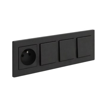 Legrand - Trojitý jednopólový vypínač č. 1 a zásuvka domovní 250V/16A s rámečkem NILOE STEP černá