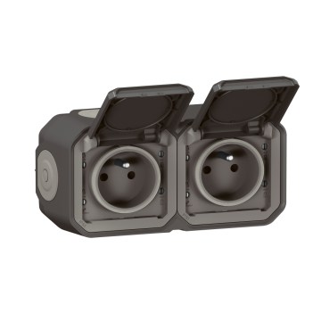Legrand - Venkovní dvojitá zásuvka 250V/16A PLEXO IP55 antracit
