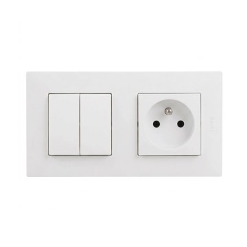 Legrand - Zásuvka domovní 250V/16A a dvojitý vypínač č. 5 s rámečkem NILOE STEP bílá