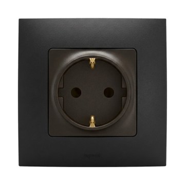 Legrand - Zásuvka domovní SCHUKO 250V/16A s rámečkem NILOE černá
