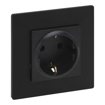 Legrand - Zásuvka domovní SCHUKO s rámečkem 250V/16A NILOE STEP černá