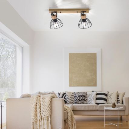 Leuchten Direkt 11417-18 - Bodové svítidlo LAMI 2xE27/25W/230V dřevo/černá