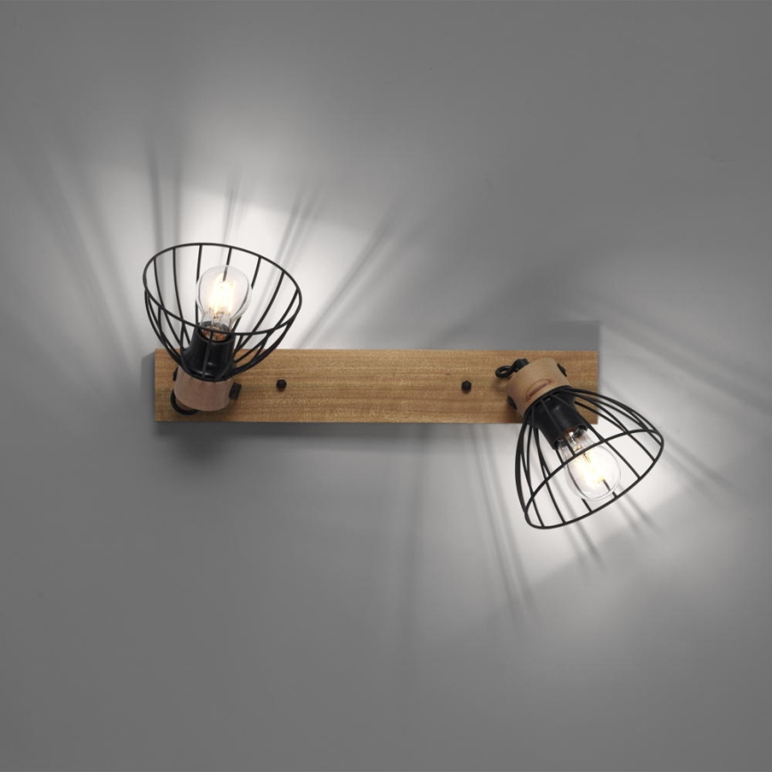 Leuchten Direkt 11417-18 - Bodové svítidlo LAMI 2xE27/25W/230V dřevo/černá