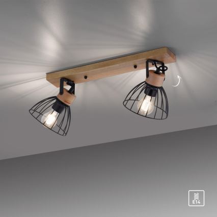 Leuchten Direkt 11417-18 - Bodové svítidlo LAMI 2xE27/25W/230V dřevo/černá