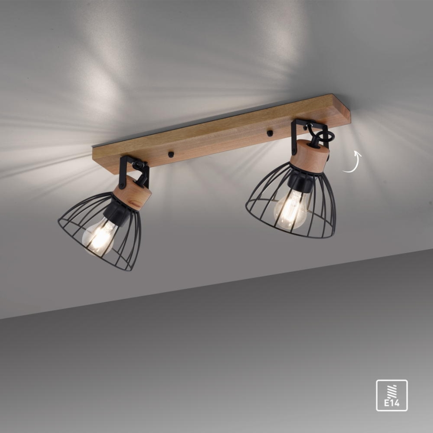 Leuchten Direkt 11417-18 - Bodové svítidlo LAMI 2xE27/25W/230V dřevo/černá