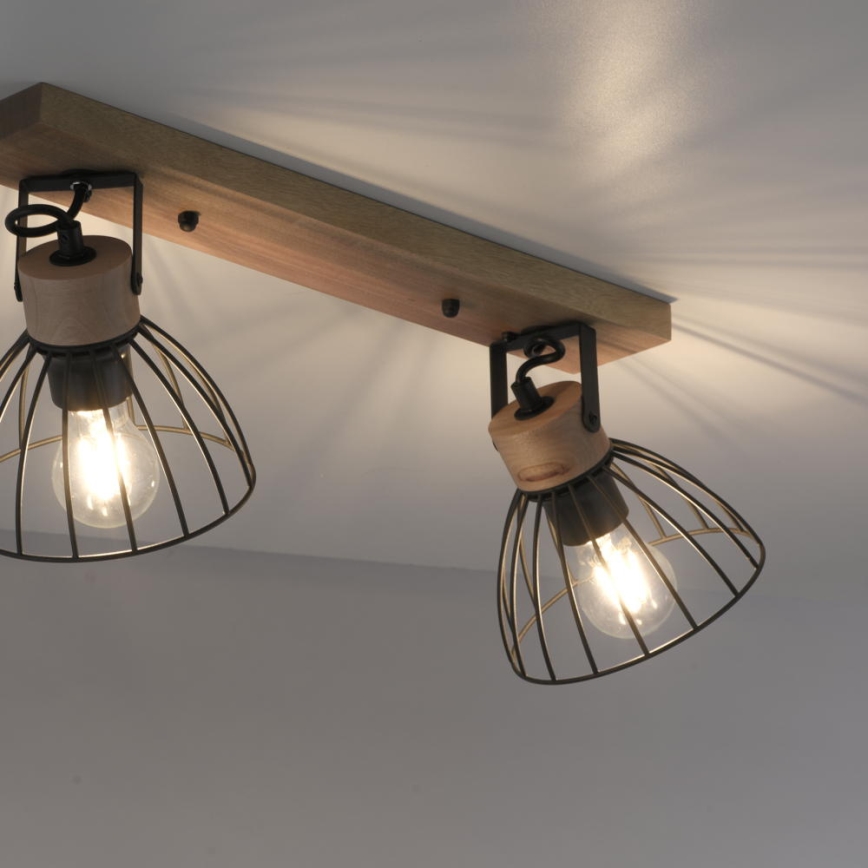 Leuchten Direkt 11417-18 - Bodové svítidlo LAMI 2xE27/25W/230V dřevo/černá