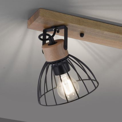 Leuchten Direkt 11417-18 - Bodové svítidlo LAMI 2xE27/25W/230V dřevo/černá