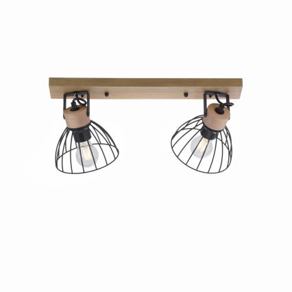 Leuchten Direkt 11417-18 - Bodové svítidlo LAMI 2xE27/25W/230V dřevo/černá