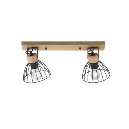 Leuchten Direkt 11417-18 - Bodové svítidlo LAMI 2xE27/25W/230V dřevo/černá