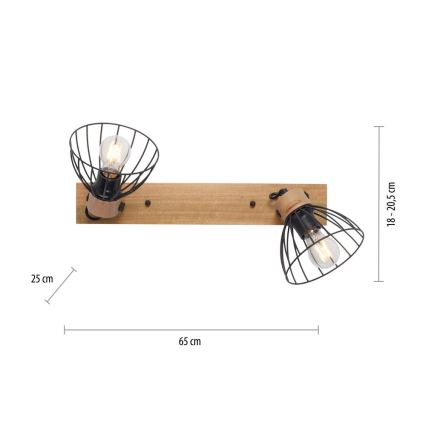 Leuchten Direkt 11417-18 - Bodové svítidlo LAMI 2xE27/25W/230V dřevo/černá