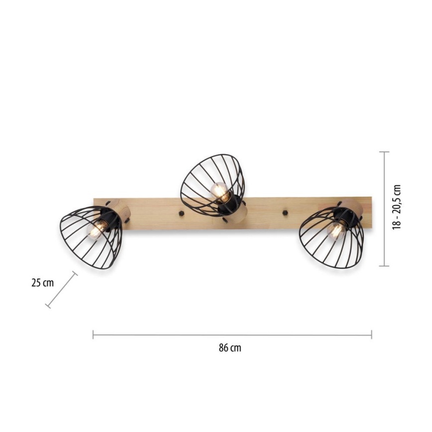 Leuchten Direkt 11418-18 - Bodové svítidlo LAMI 3xE27/25W/230V akácie/kov