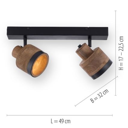 Leuchten Direkt 11466-18 - Bodové svítidlo GABRIEL 2xE14/25W/230V mangovník