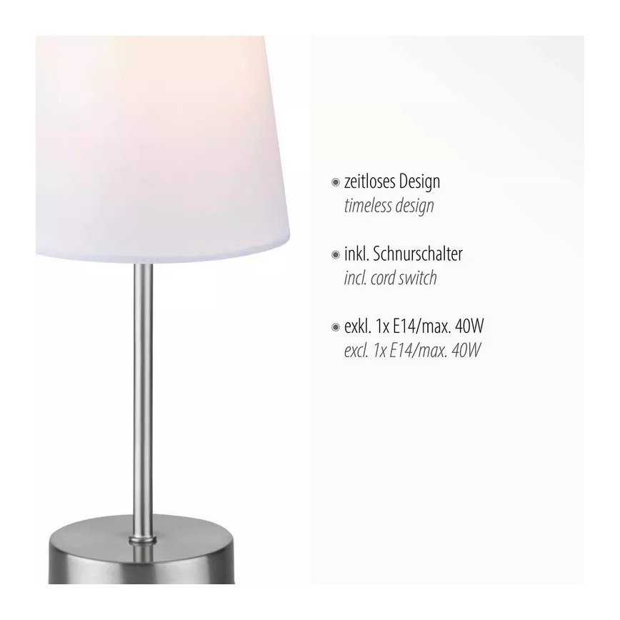 Leuchten Direkt 11680-16 - Stolní lampa HEINRICH 1xE14/40W/230V bílá