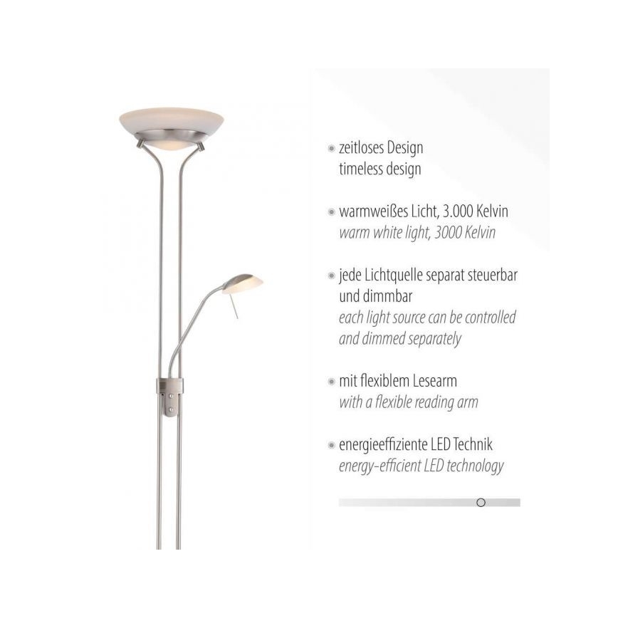 Leuchten Direkt 11730-55 - LED Stmívatelná stojací lampa ZAHARA LED/16W/230V + LED/5W