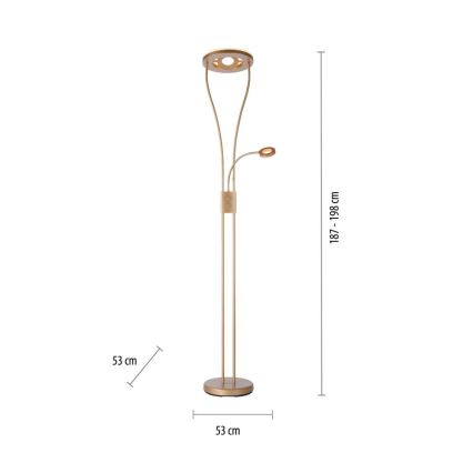 Leuchten Direkt 11778-60 - LED Stmívatelná stojací lampa HELIA LED/16,8W/230V + LED/7,6W zlatá