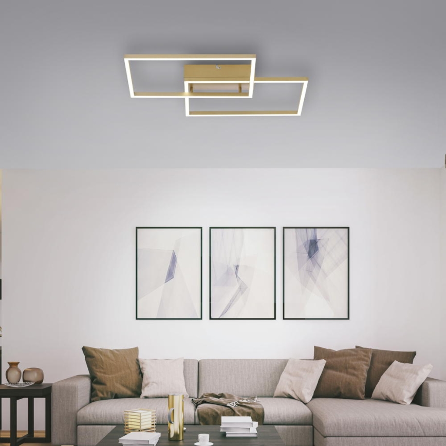Leuchten Direkt 14018-60- LED Stmívatelný přisazený lustr IVEN 2xLED/15W/230V 2700-5000K zlatá + dálkové ovládání