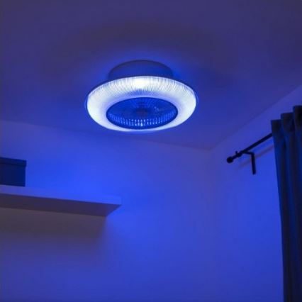 Leuchten Direkt 14648-21 - LED RGB Stmívatelné stropní svítidlo s ventilátorem DION LED/30W/230V + dálkové ovládání